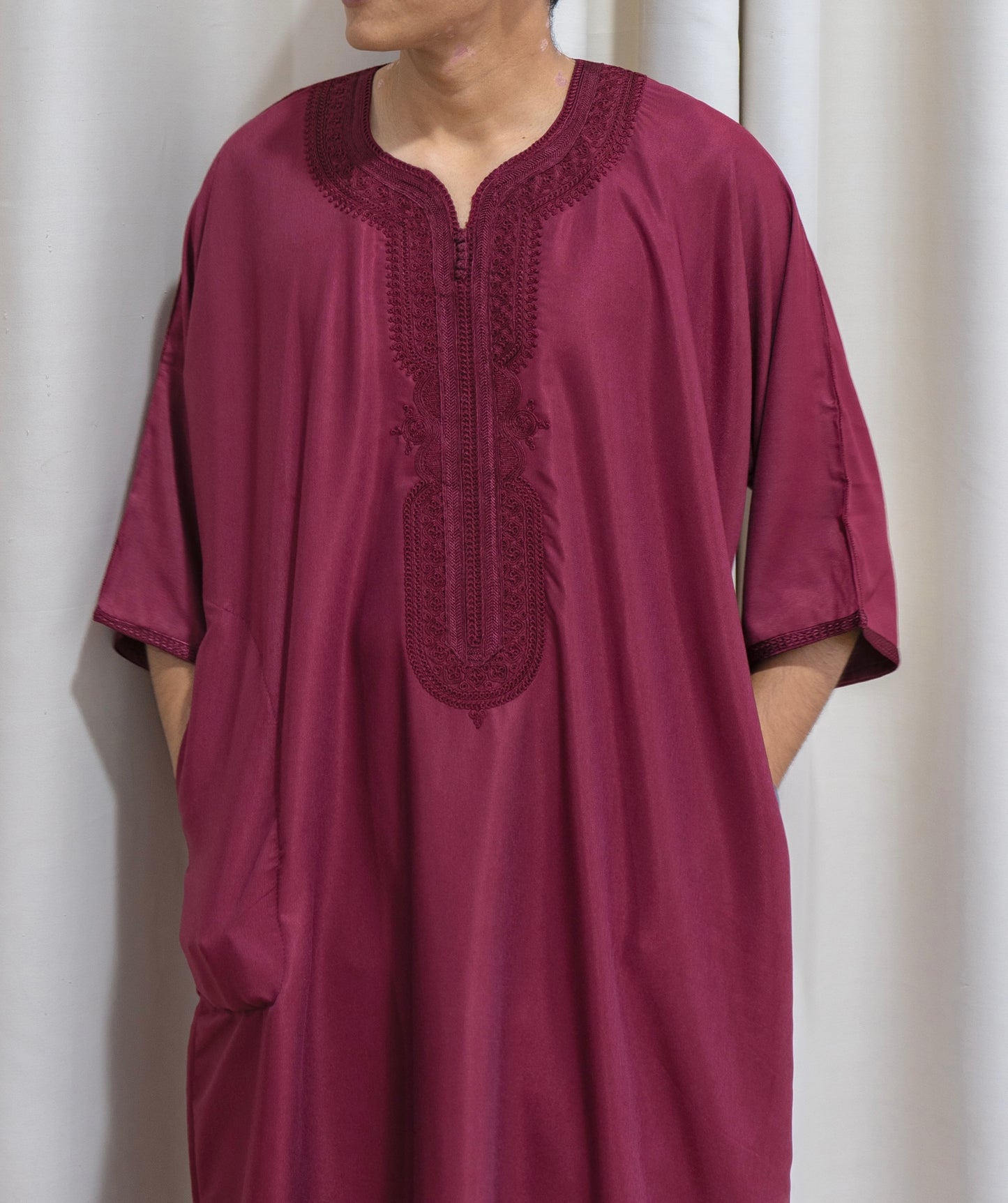Maghrebi Thobe — Wine Red (Cotton & Polyester)