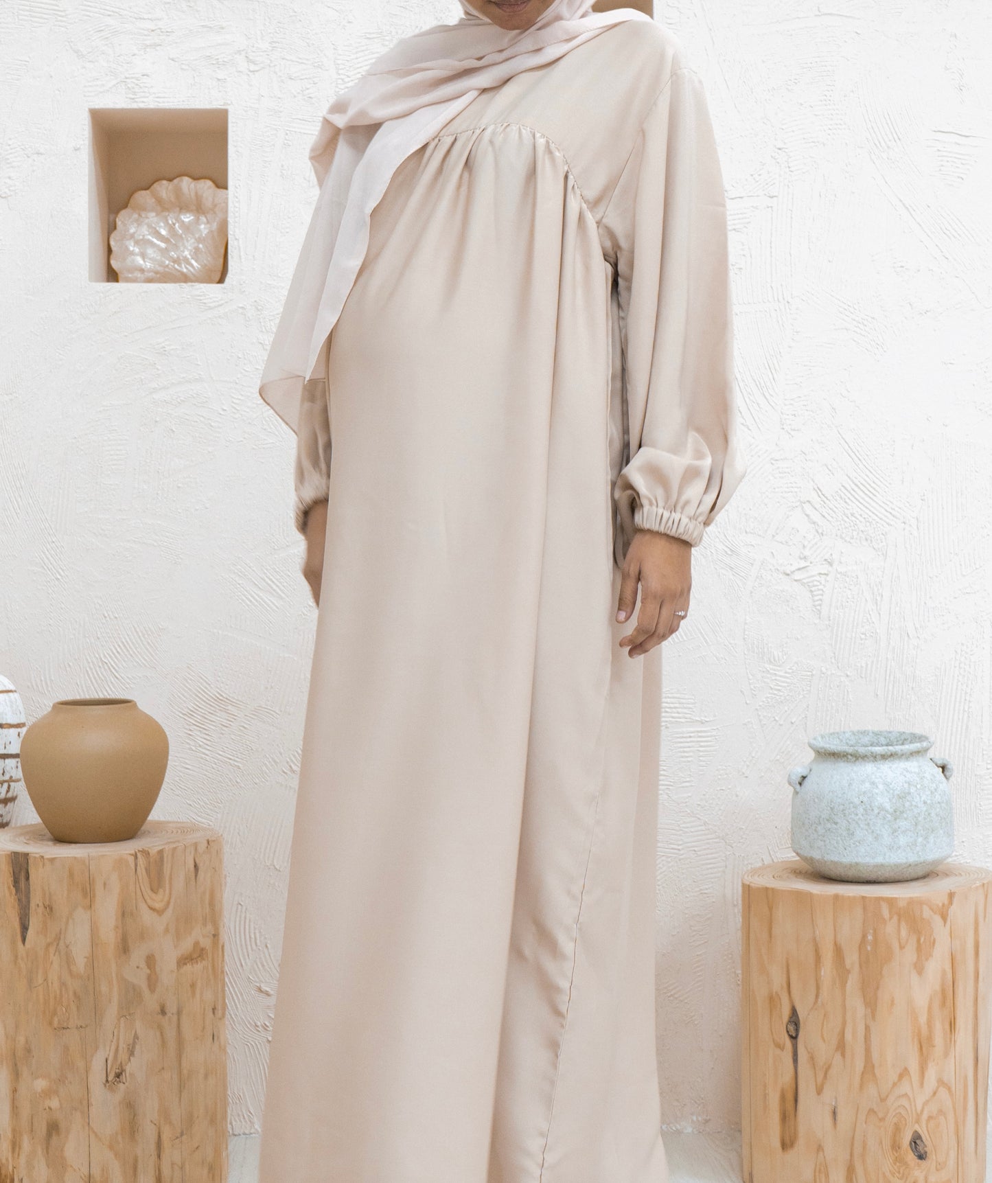 Jasminé Abaya Set — Almond Ivory
