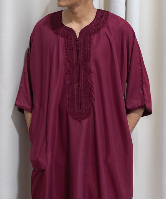 Maghrebi Thobe — Wine Red