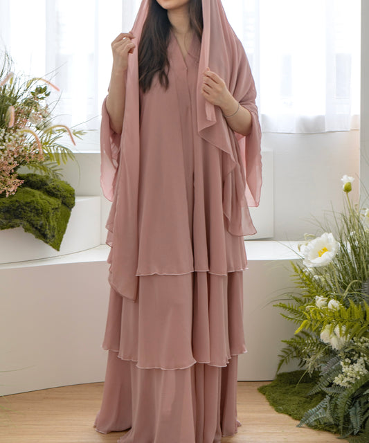 Enchanté Abaya Set — Dusty Pink