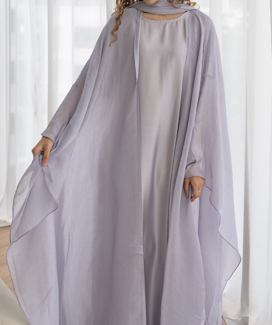 Athená Kaftan Set — Pale Lavender (Organza, Silk & Modal)