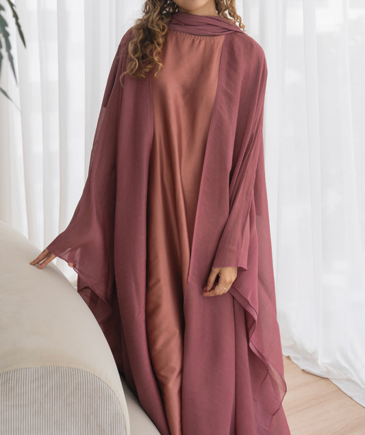 Athená Kaftan Set — Rosey Cinnamon (Organza, Silk & Modal)