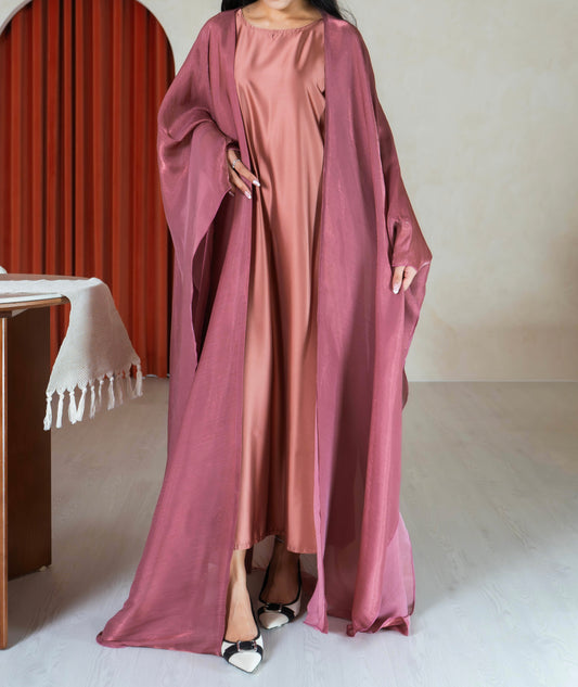 Athená Kaftan Set — Rosey Cinnamon (Organza, Silk & Modal)