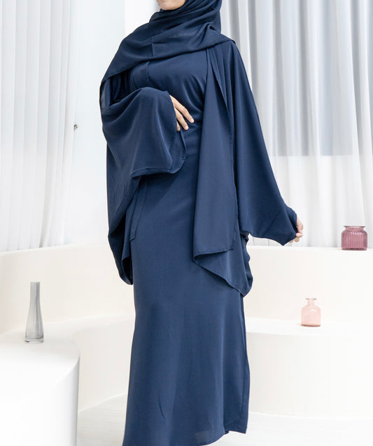 Bellá Abaya Set — French Navy (Nida & Chiffon)
