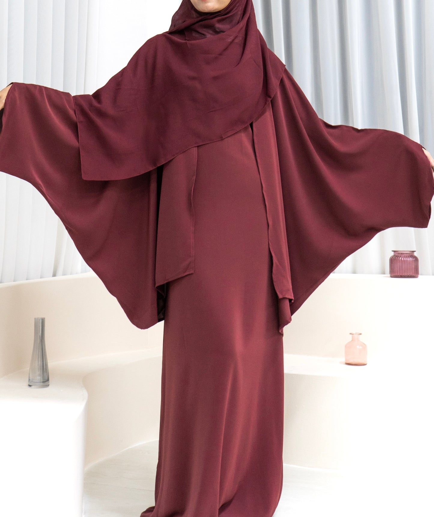 Bellá Abaya Set — Burgundy Wine