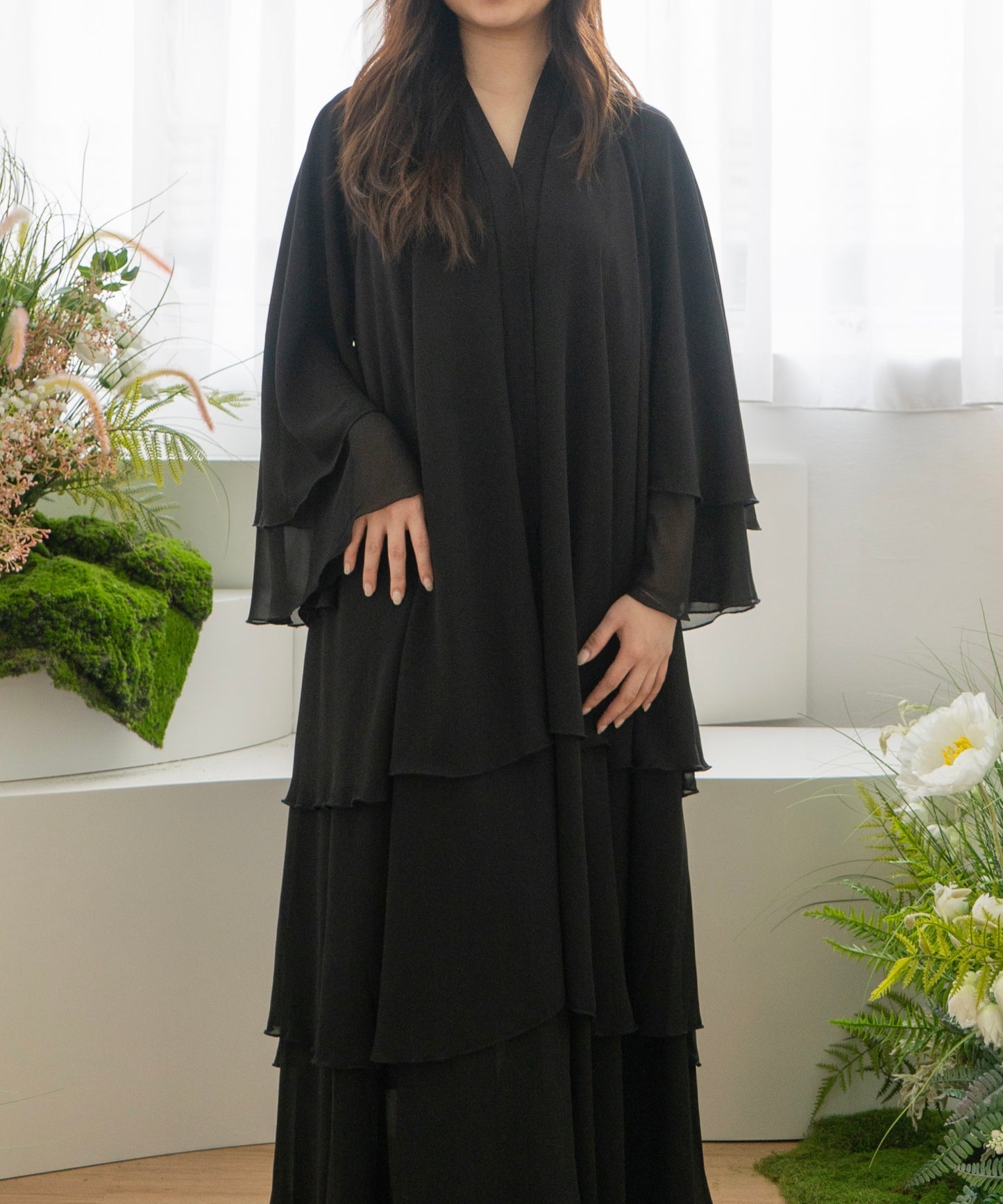 Enchanté Abaya Set — Midnight Black (Chiffon)