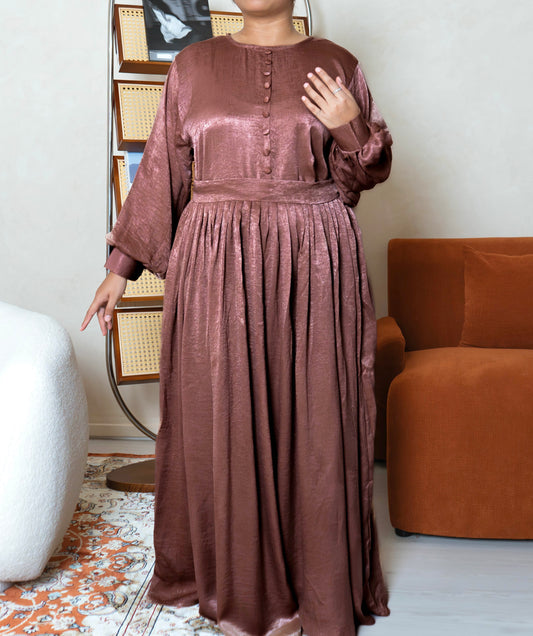 Lúmiere Dress Set — Coffee Brown (Velvet & Chiffon)